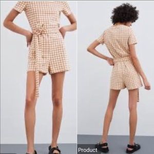 *ZARA* Checkered Romper with Tie
